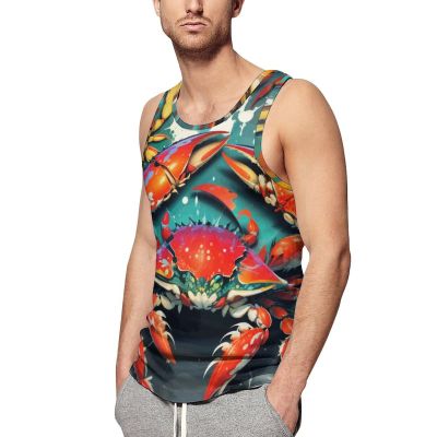 ZHANGXM Graffiti Crab Men's Sleeveless Workout Swim Shirt Quick Dry Athletic Running Gym Muscle Beach Tank Top L
