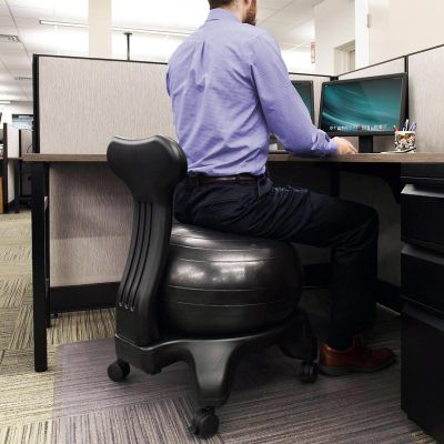 CMYUN Yoga Ball Chair Stability Balance Ball Chair for Office, Yoga Ball Seat with Wheels & Back Support, Ergonomic Chair for Adults Kids, Easily Stores Under Desk