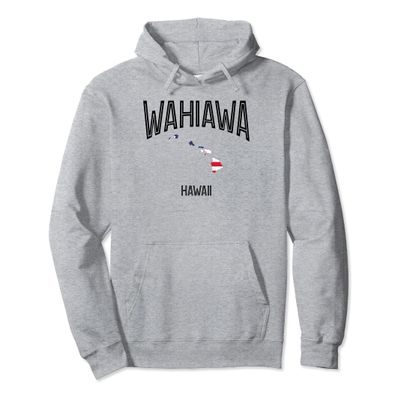 Wahiawa Hawaii HI Throwback Retro USA Flag Pullover Hoodie