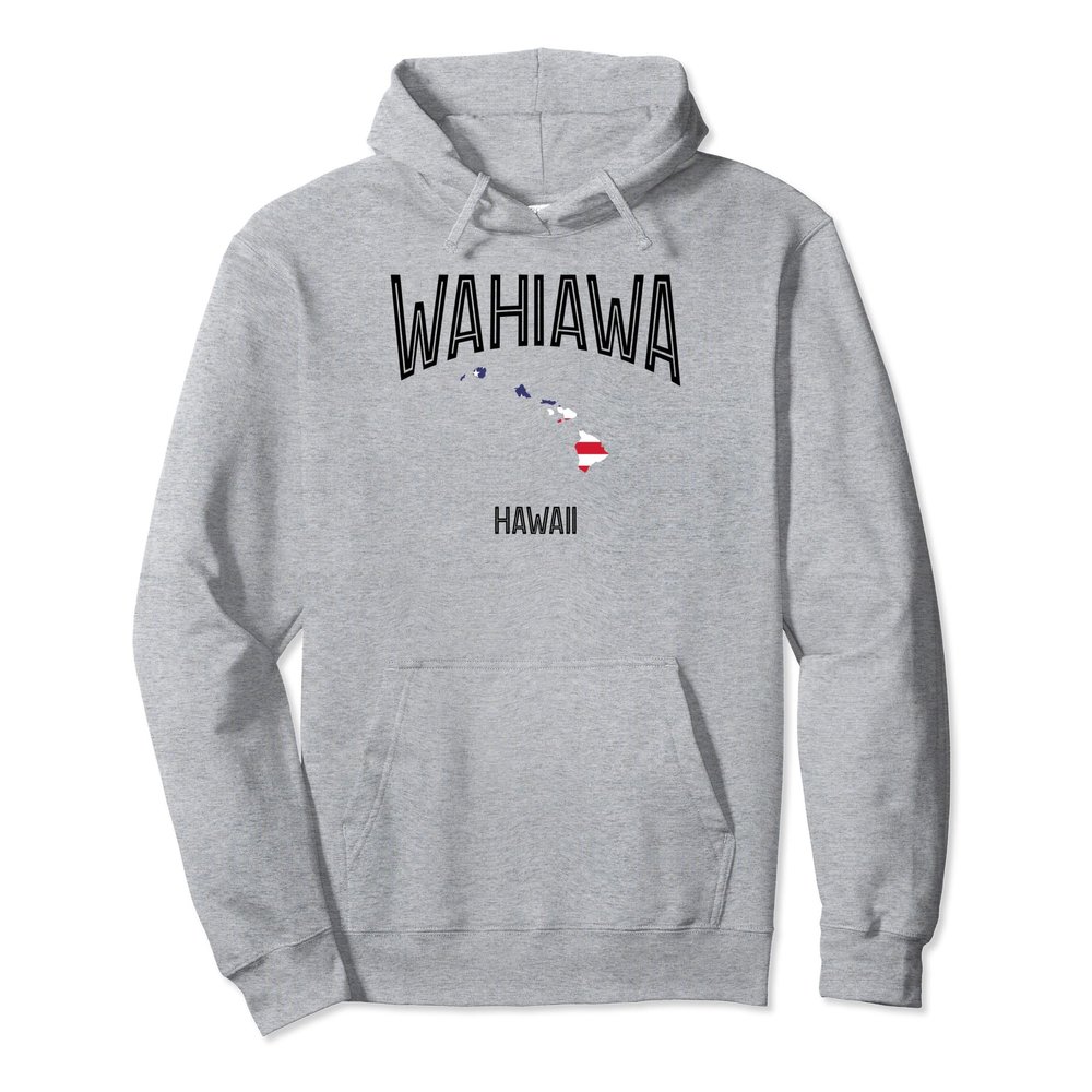 Wahiawa Hawaii HI Throwback Retro USA Flag Pullover Hoodie