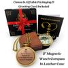 Dream Chaser Compass in Wooden Box & Dad's Pocket Watch Compass in Leaather Case - Unique Gifts for Father's Day, Graduation, and Birthdays - Inspirational Compass Gift Bundle: view 3