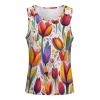 Color Graffiti Tulip Men's Sleeveless Workout Swim Shirt Quick Dry Athletic Running Gym Muscle Beach Tank Top L view 3