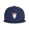 POOEDSO Cute Marshmallow Wearing A Bow Snapback Hats for Men Baseball Cap Trucker Hat Flat Brim Hats Navy Blue view 2