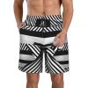 Black White Stripe Fashionable and Comfortable Men's Shorts-Summer Casual Beach Shorts,Quick-Drying Shorts