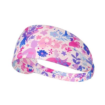 YYHWHJDE Elastic Unisex Sports Headband Moisture Wicking Athletic for Running, Working Out,Outdoor Sports Mermaid Pink Purple Printing, Black