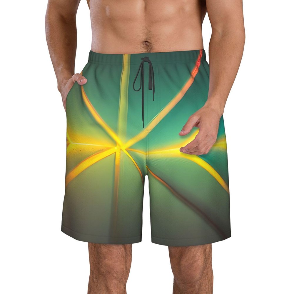 Abstract Geometric Fashionable and Comfortable Men's Shorts-Summer Casual Beach Shorts,Quick-Drying Shorts