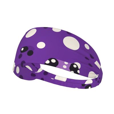Elastic Unisex Sports Headband Moisture Wicking Athletic for Running, Working Out,Outdoor Sports Purple Poodle Polka dot Printing