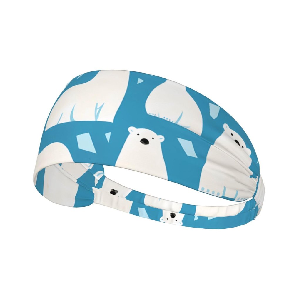YYHWHJDE Elastic Unisex Sports Headband Moisture Wicking Athletic for Running, Working Out,Outdoor Sports Polar Bear ice Printing, Black