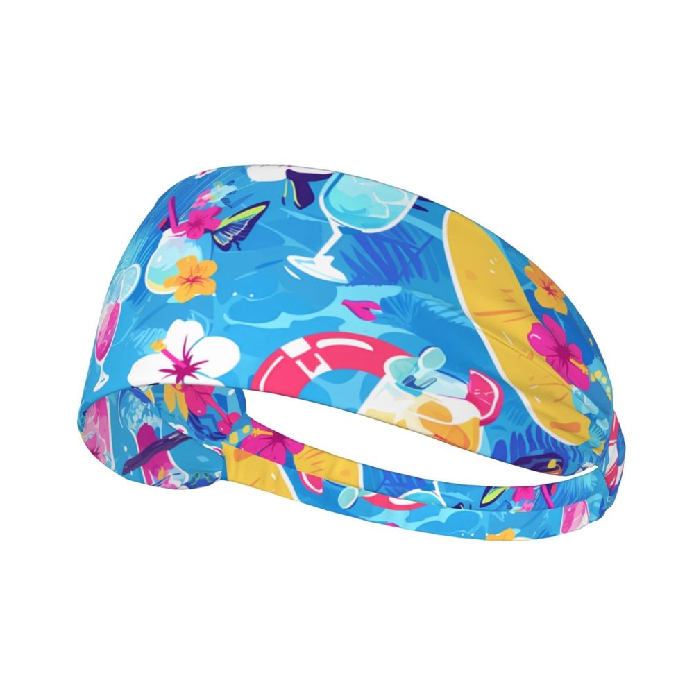 YYHWHJDE Elastic Unisex Sports Headband Moisture Wicking Athletic for Running, Working Out,Outdoor Sports Pool Party Cruise Ship Printing, Black