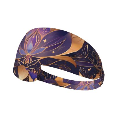Elastic Unisex Sports Headband Moisture Wicking Athletic for Running, Working Out,Outdoor Sports Magic Lotus Floral Printing