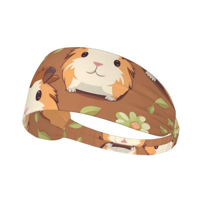 YYHWHJDE Elastic Unisex Sports Headband Moisture Wicking Athletic for Running, Working Out,Outdoor Sports Cute Guinea Pig Printing, Black