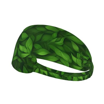 YYHWHJDE Elastic Unisex Sports Headband Moisture Wicking Athletic for Running, Working Out,Outdoor Sports Green Leaves Wall Printing, Black