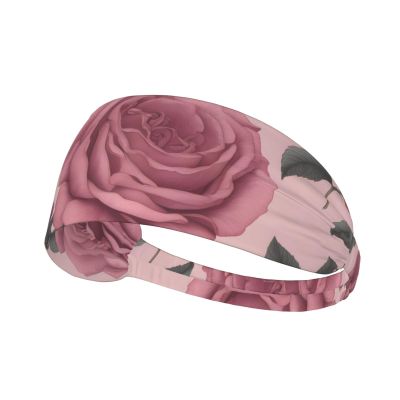 YYHWHJDE Elastic Unisex Sports Headband Moisture Wicking Athletic for Running, Working Out,Outdoor Sports Dusky Rose Prints, Black