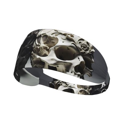 YYHWHJDE Elastic Unisex Sports Headband Moisture Wicking Athletic for Running, Working Out,Outdoor Sports Black and White Skulls Picture