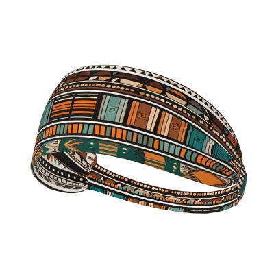 YYHWHJDE Elastic Unisex Sports Headband Moisture Wicking Athletic for Running, Working Out,Outdoor Sports African Tribal Ethnic Prints, Black