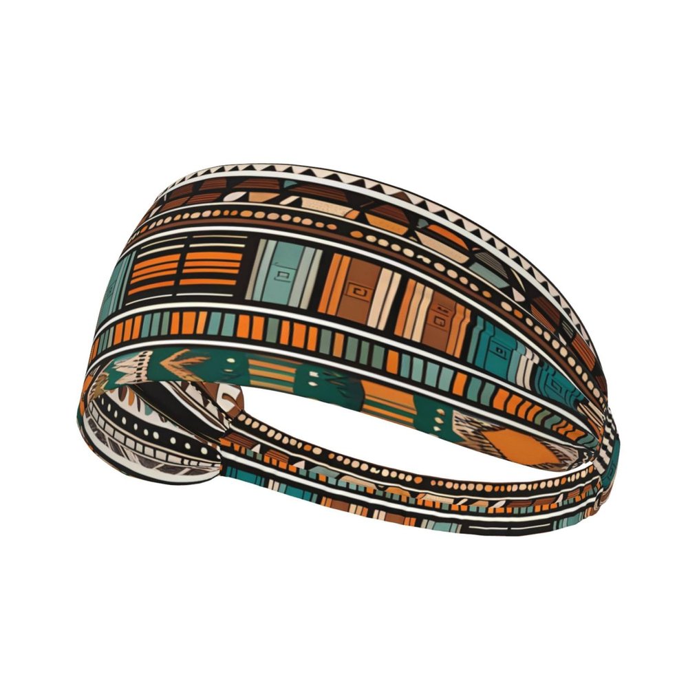 YYHWHJDE Elastic Unisex Sports Headband Moisture Wicking Athletic for Running, Working Out,Outdoor Sports African Tribal Ethnic Prints, Black
