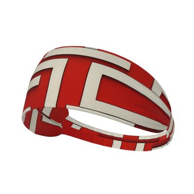 Elastic Unisex Sports Headband Moisture Wicking Athletic for Running, Working Out,Outdoor Sports red and White Printing