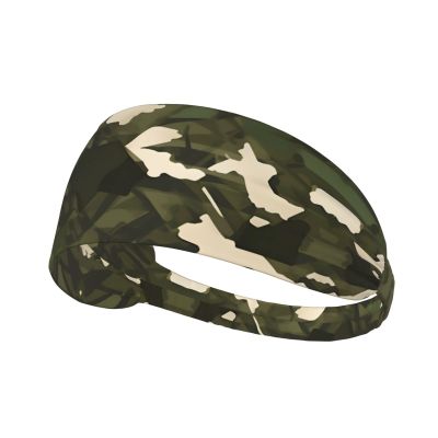YYHWHJDE Elastic Unisex Sports Headband Moisture Wicking Athletic for Running, Working Out,Outdoor Sports Army Camouflage Printing, Black