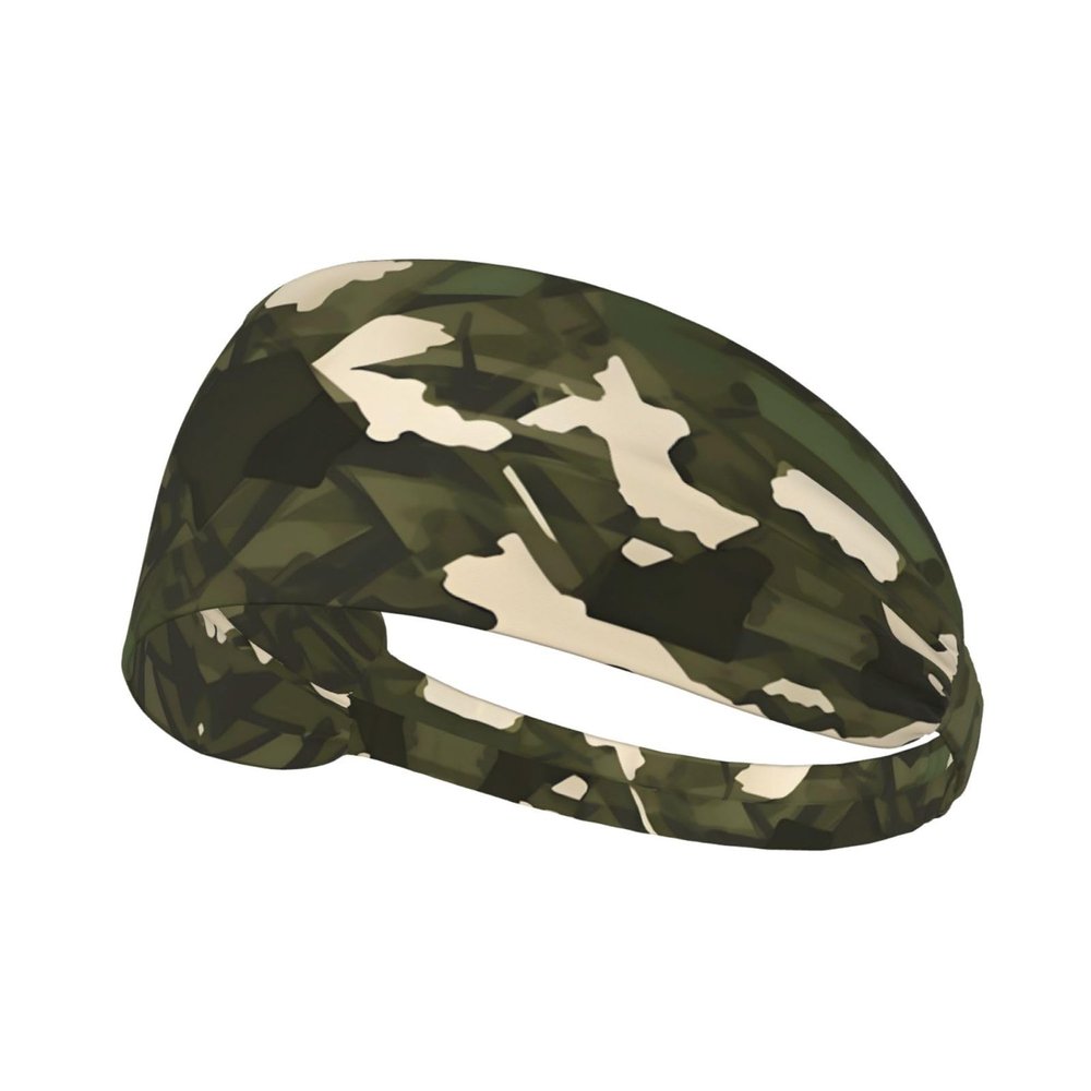 YYHWHJDE Elastic Unisex Sports Headband Moisture Wicking Athletic for Running, Working Out,Outdoor Sports Army Camouflage Printing, Black