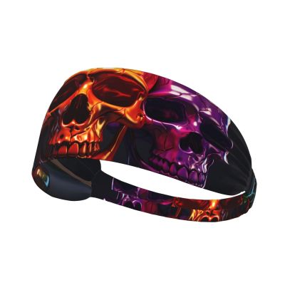 YYHWHJDE Elastic Unisex Sports Headband Moisture Wicking Athletic for Running, Working Out,Outdoor Sports Color Skulls Picture, Black