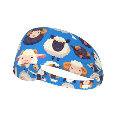 YYHWHJDE Elastic Unisex Sports Headband Moisture Wicking Athletic for Running, Working Out,Outdoor Sports Funny Naughty Sheep Tongue Cute Animal Printing, Black
