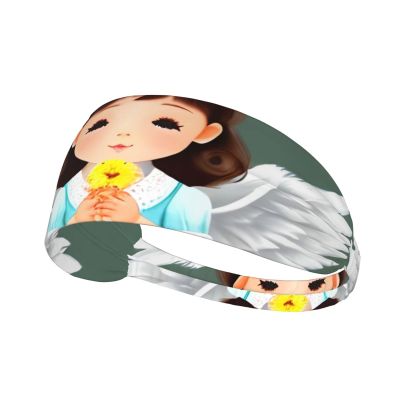 Elastic Unisex Sports Headband Moisture Wicking Athletic for Running, Working Out,Outdoor Sports Cute Little Angel Printing