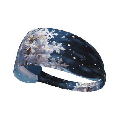 YYHWHJDE Elastic Unisex Sports Headband Moisture Wicking Athletic for Running, Working Out,Outdoor Sports Christmas Tree Snowflakes Picture, Black