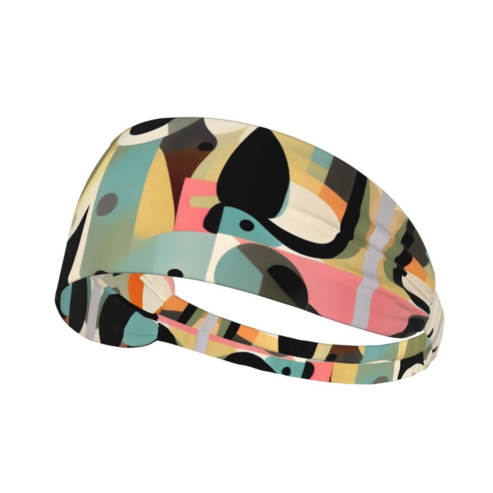 YYHWHJDE Elastic Unisex Sports Headband Moisture Wicking Athletic for Running, Working Out,Outdoor Sports Mid-Century Modern Art Cat Prints, Black