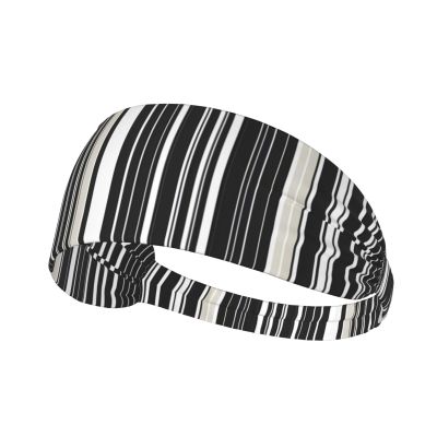 YYHWHJDE Elastic Unisex Sports Headband Moisture Wicking Athletic for Running, Working Out,Outdoor Sports Black and White Stripes Picture