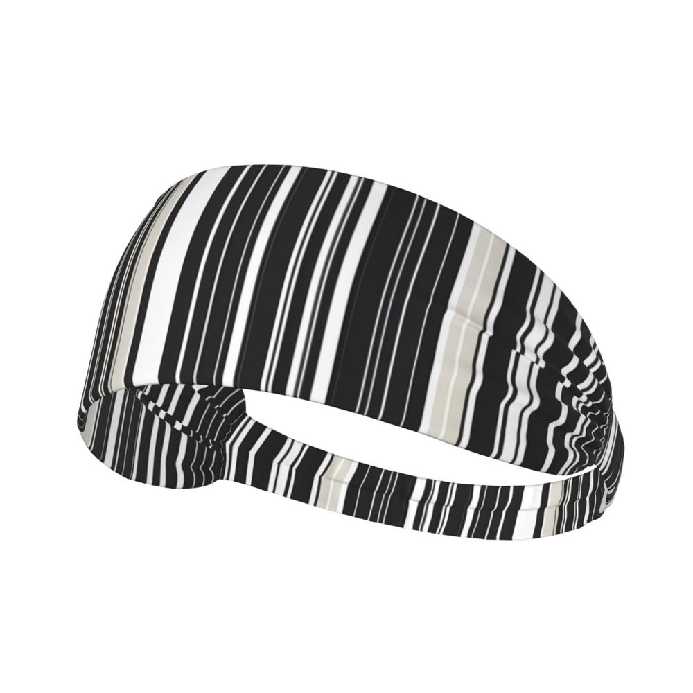 YYHWHJDE Elastic Unisex Sports Headband Moisture Wicking Athletic for Running, Working Out,Outdoor Sports Black and White Stripes Picture