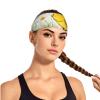 Elastic Unisex Sports Headband Moisture Wicking Athletic for Running, Working Out,Outdoor Sports Yellow Chicken Prints view 2
