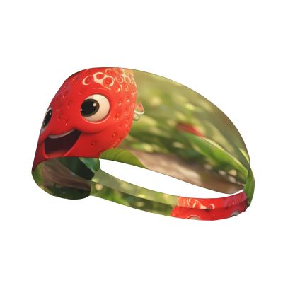YYHWHJDE Elastic Unisex Sports Headband Moisture Wicking Athletic for Running, Working Out,Outdoor Sports Cute Strawberry Picture, Black