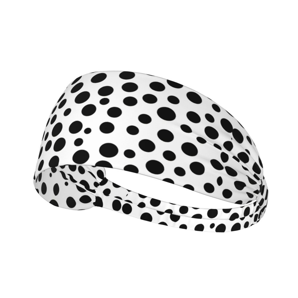 YYHWHJDE Elastic Unisex Sports Headband Moisture Wicking Athletic for Running, Working Out,Outdoor Sports Black and White Polka Dot Picture