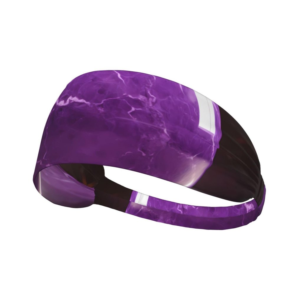 YYHWHJDE Elastic Unisex Sports Headband Moisture Wicking Athletic for Running, Working Out,Outdoor Sports Dark Purple Texture Marble Picture, Black