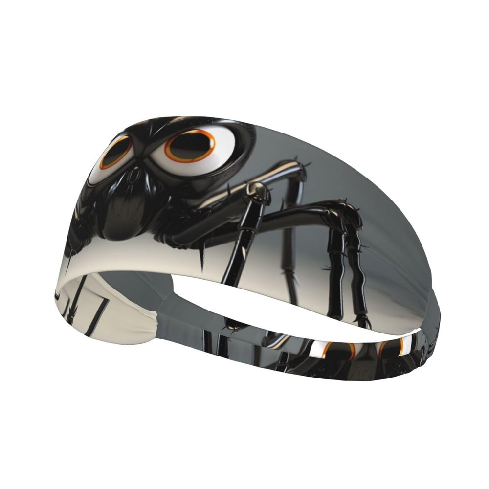YYHWHJDE Elastic Unisex Sports Headband Moisture Wicking Athletic for Running, Working Out,Outdoor Sports Cartoon Black Spider Picture