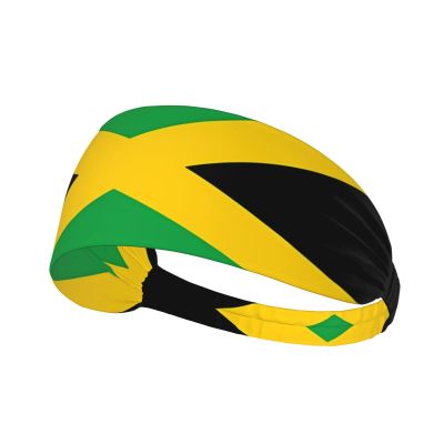 YYHWHJDE Elastic Unisex Sports Headband Moisture Wicking Athletic for Running, Working Out,Outdoor Sports Jamaica Flag Picture, Black