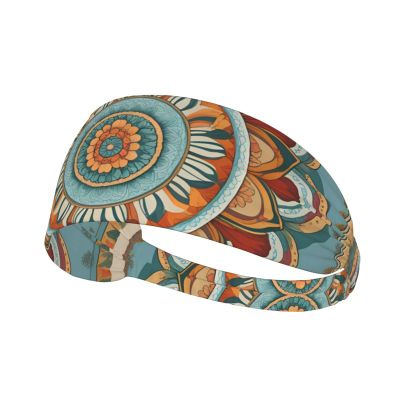YYHWHJDE Elastic Unisex Sports Headband Moisture Wicking Athletic for Running, Working Out,Outdoor Sports Mandala Pattern Prints, Black