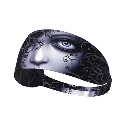 YYHWHJDE Elastic Unisex Sports Headband Moisture Wicking Athletic for Running, Working Out,Outdoor Sports Purple Black Goth Spooky Printing