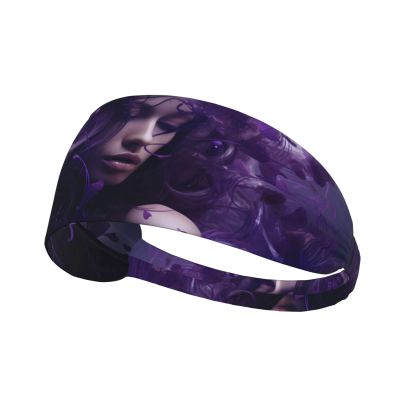 Elastic Unisex Sports Headband Moisture Wicking Athletic for Running, Working Out,Outdoor Sports Purple Love Picture