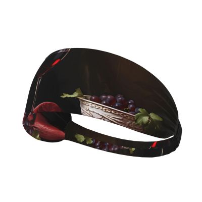 YYHWHJDE Elastic Unisex Sports Headband Moisture Wicking Athletic for Running, Working Out,Outdoor Sports Pure Wine red Printing, Black