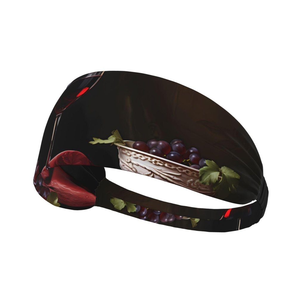 YYHWHJDE Elastic Unisex Sports Headband Moisture Wicking Athletic for Running, Working Out,Outdoor Sports Pure Wine red Printing, Black