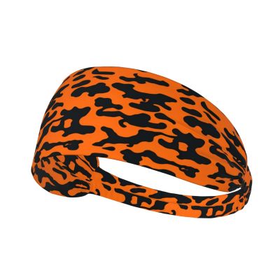 YYHWHJDE Elastic Unisex Sports Headband Moisture Wicking Athletic for Running, Working Out,Outdoor Sports Tiger Stripe camo Printing, Black