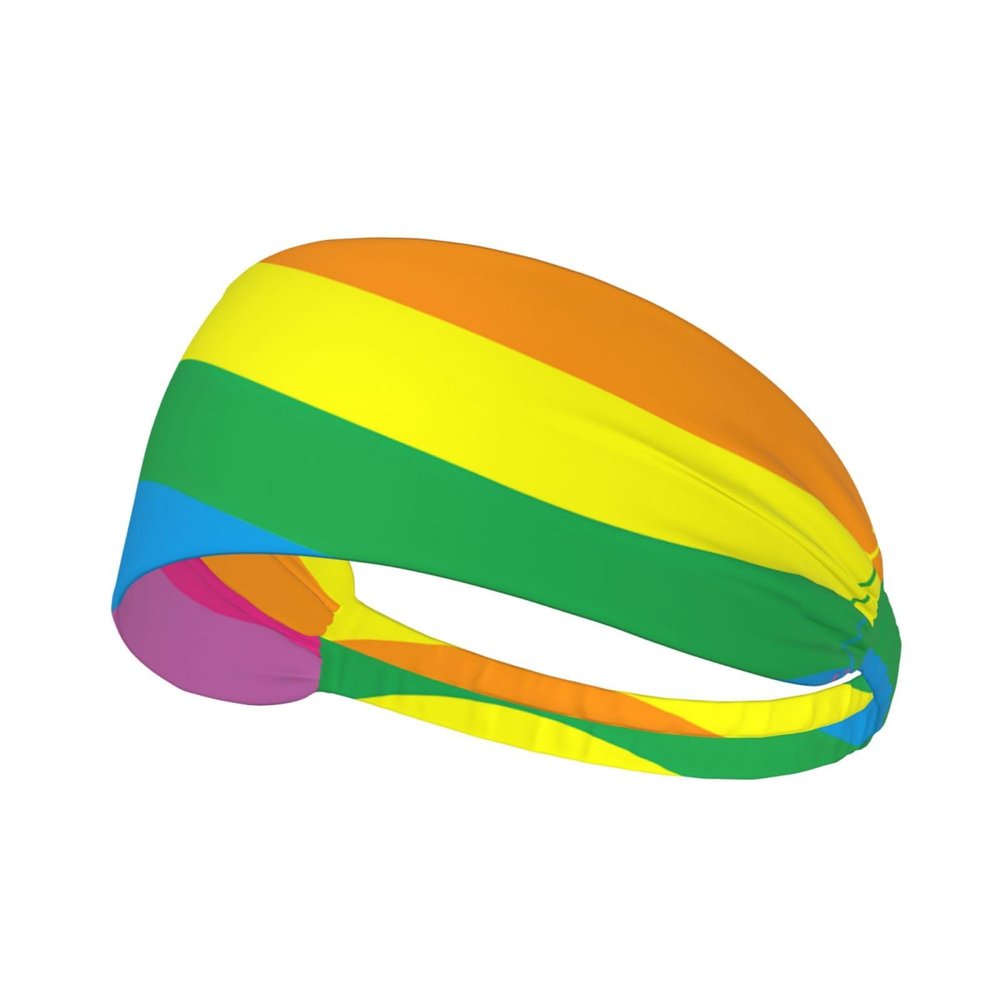 YYHWHJDE Elastic Unisex Sports Headband Moisture Wicking Athletic for Running, Working Out,Outdoor Sports Rainbow Flag Printing, Black