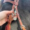 Horse Saddle and Bridle Charm Clip, Bless This Horse and Rider Keep Safe Bridle Saddle Charm Gifts for Horse Rider, Saddle Strings Riding Enthusiast Charms Hanging Ornament (Feather & Horseshoe) view 3