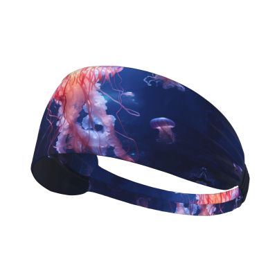 YYHWHJDE Elastic unisex sports headband Moisture Wicking Athletic for Running, Working Out,Outdoor sports Jellyfish Pattern, Black