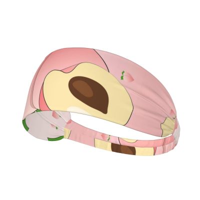 YYHWHJDE Elastic Unisex Sports Headband Moisture Wicking Athletic for Running, Working Out,Outdoor Sports Cartoon Peach Picture, Black