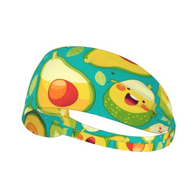 YYHWHJDE Elastic Unisex Sports Headband Moisture Wicking Athletic for Running, Working Out,Outdoor Sports Funny Cartoon Avocados Printing, Black