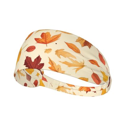 YYHWHJDE Elastic Unisex Sports Headband Moisture Wicking Athletic for Running, Working Out,Outdoor Sports Autumn Wind and Falling Leaves Printing, Black