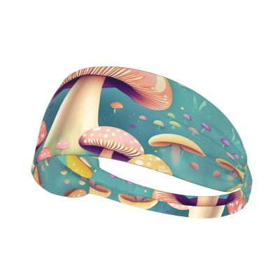 YYHWHJDE Elastic Unisex Sports Headband Moisture Wicking Athletic for Running, Working Out,Outdoor Sports Pretty Little Mushrooms Printing, Black