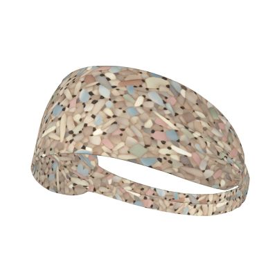 Elastic Unisex Sports Headband Moisture Wicking Athletic for Running, Working Out,Outdoor Sports terrazzo Marble Pastel Printing